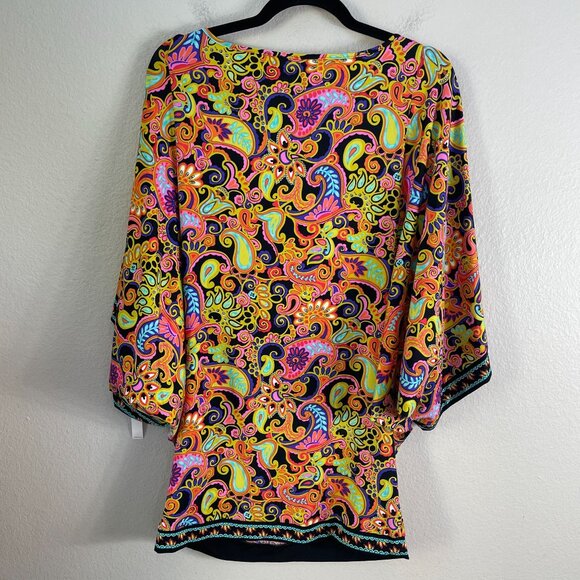 NEW Trina Turk Womens Medium Multicolor Paisley Coverup Up Dress - Picture 11 of 12